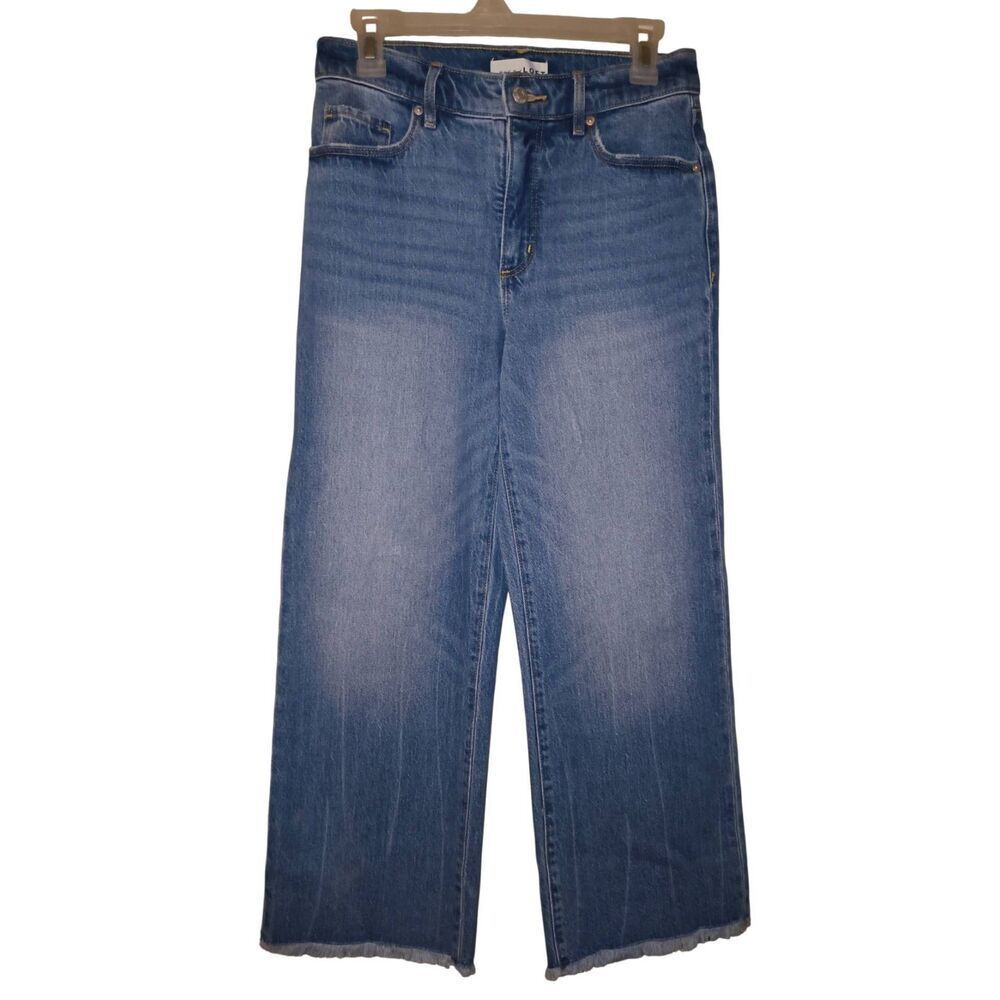 Loft The Wide Leg Crop jeans frayed hem Size 25 (0) High Rise